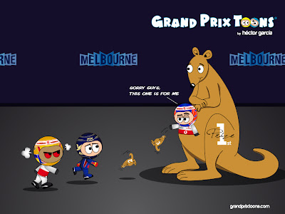 Дженсон Баттон выигрывает главный приз - кенгуру на Гран-при Австралии 2012 - комикс Grand Prix Toons