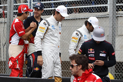 Фелипе Масса и Себастьян Феттель на параде пилотов Гран-при Бразилии 2012