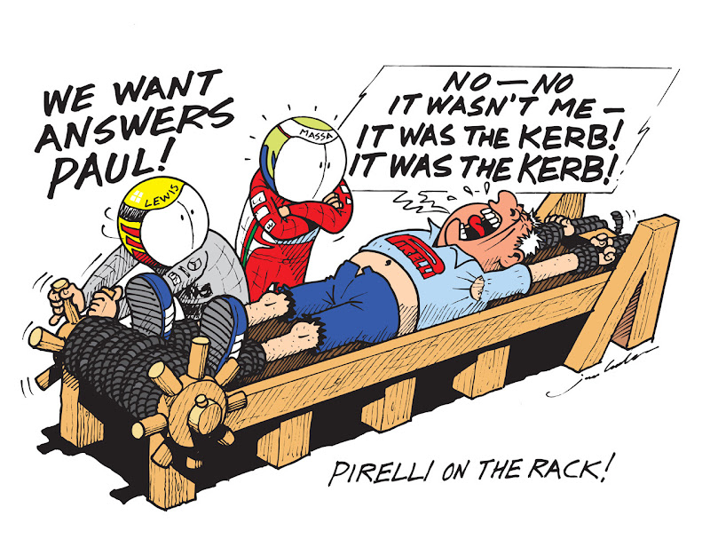 Льюис Хэмилтон и Фелипе Масса пытаются расколоть Пола Хембри - комикс Jim Bamber по Гран-при Великобритании 2013