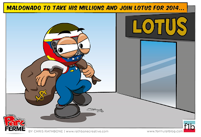 Пастор Мальдонадо забирает свои миллионы в Lotus - комикс Chris Rathbone
