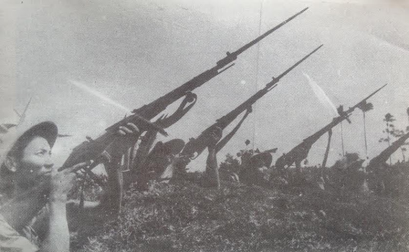 Dân quân du kích xã Diễn Hùng (Diễn Châu), đơn vị bắn rơi máy bay Mỹ bằng súng bộ binh đầu tiên trên toàn miền Bắc - Ảnh tư liệu