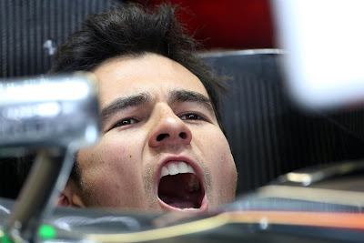 Серхио Перес зевает в болиде McLaren на Гран-при Канады 2013