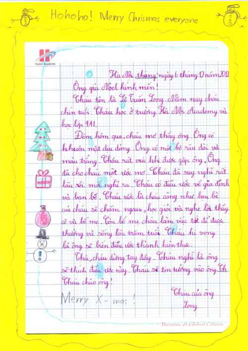 Những lá thư vui gửi ông già Noel nhân ngày lễ Giáng sinh Thư ngộ nghĩnh gửi ông già Noel