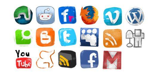 17Beautiful Social media Icon sets for Bloggers Hand+drawn+social+icons