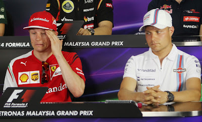 Кими Райкконен и Вальтери Боттас на пресс-конференции в четверг на Гран-при Малайзии 2014