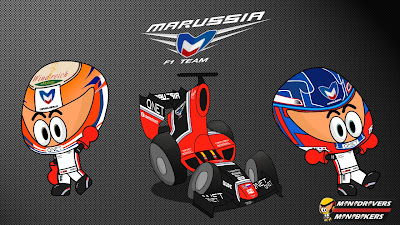 Шарль Пик и Тимо Глок Marussia MR01 Los MiniDrivers 2012