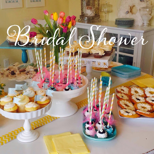 Spring bridal shower, yellow and turquoise bridal shower, party pail, the style sisters