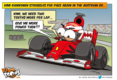 Кими Райкконен требует больше мощности на Гран-при Австрии 2014 - комикс Chris Rathbone