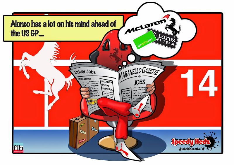 Фернандо Алонсо размышляет о будущем перед Гран-при США 2014 - комикс SpeedyHedz