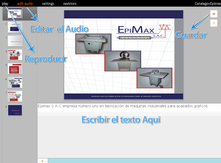 Edición de texto Hello Silde