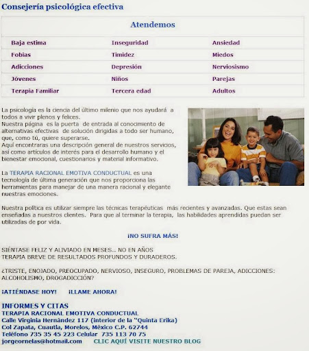 Consejería Psicológica Efectiva, Calle Virginia Hernández 117, Zapata, 62744 Cuautla, Mor., México, Terapeutas | MOR