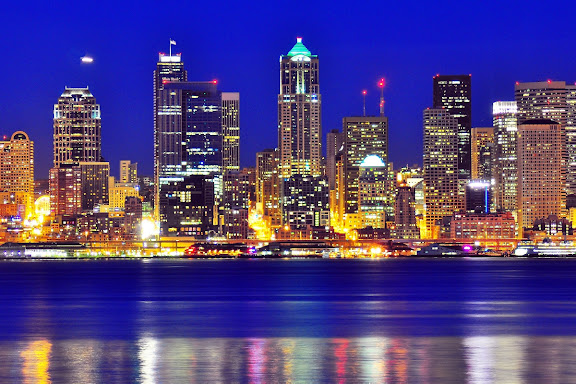 Seattle citylight after sunset