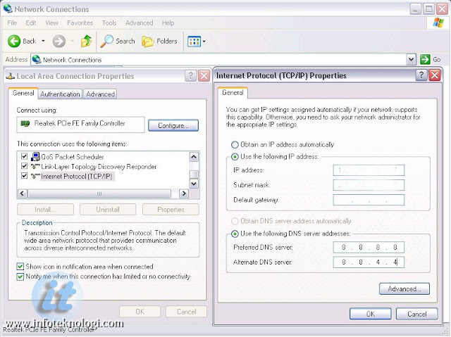 Control Panel | Network Connection Setting DNS di Windows XP
