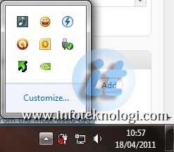 Shortcut Windows 7 untuk menggakses area system tray