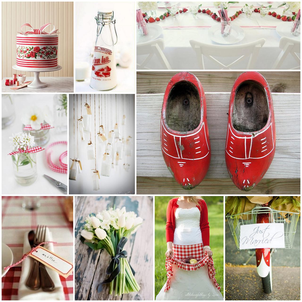 glass centerpieces and red