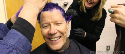 Southern Adventist University president Gordon Bietz getting his hair dyed purple