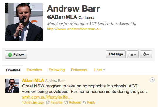 Andrew Barr Twitter Feed