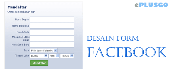 Desain Form Register Facebook