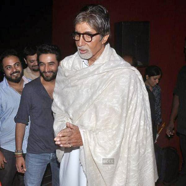Amitabh Bachchan and Shekhar Ravjiani clicked during the launch of new single 'Hanuman Chalisa', held at PVR on July 29, 2014.(Pic: Viral Bhayani)