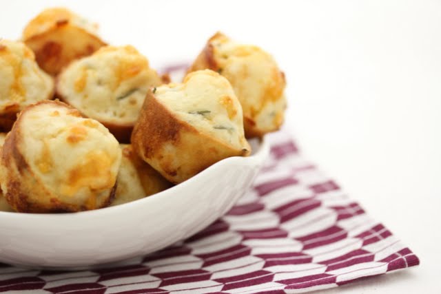 a bowl filled with Bacon Chive Puffs