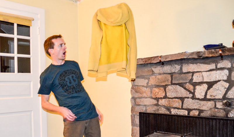Andrew throws sweatshirt in Petri Tee