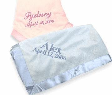 Plush Personalized Blankets-Satin Trim Plush Personalized Blankets-Satin Trim