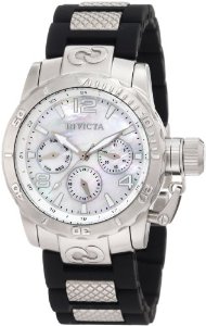 Invicta Women's 1697 Corduba Mother-Of-Pearl Dial Black Polyurethane and Stainless Steel Watch