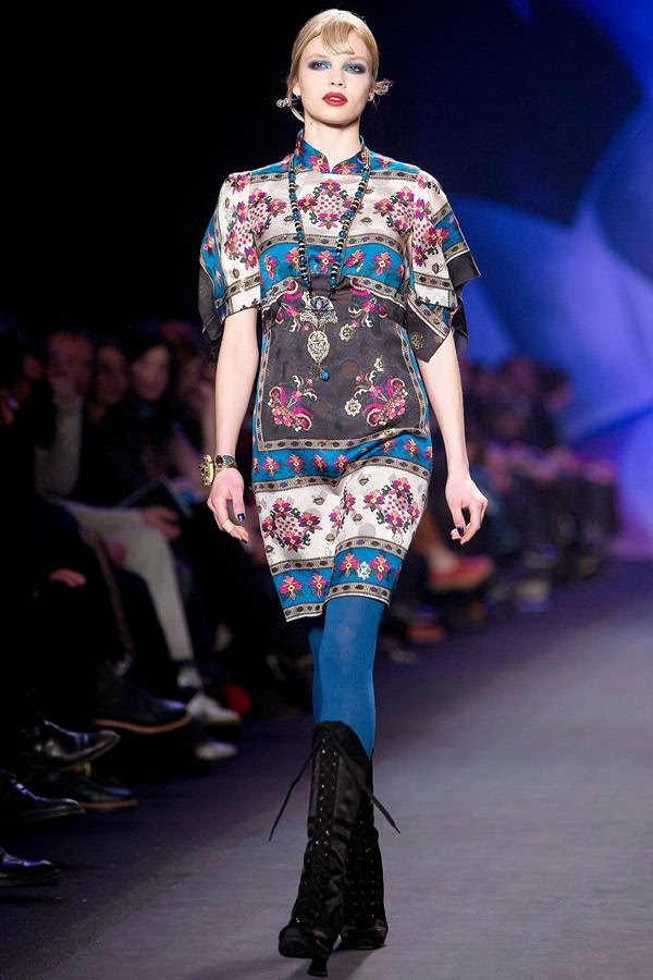 A model presents a creation by Anna Sui during New York Fashion Week in New York on February 12, 2014.