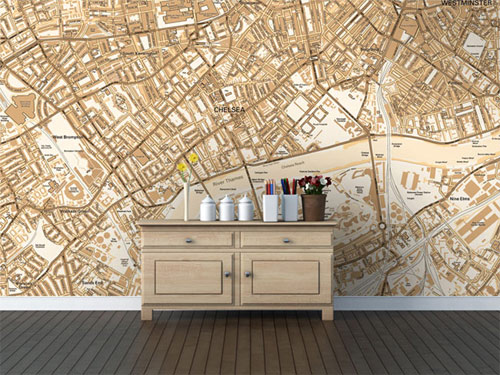 decoração com papel de parede - mapa customizado