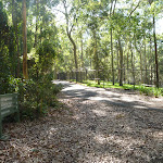 Trail and metal ring fence in Blackbutt Reserve (400078)