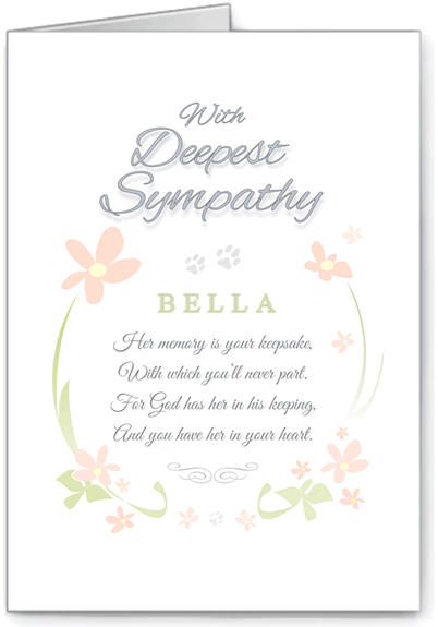 Pet Sympathy Card - Memory Keepsake Poem for Female Pet