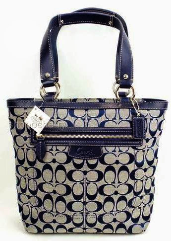  Coach Penelope Signature Lunch Tote Handbag 19776 E Navy Blue