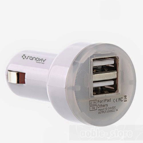  New Dual USB Car Charger for iPad iPhone 4 White