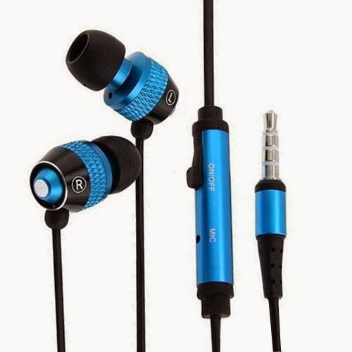  Importer520 Blue / Black Universal 3.5mm In-Ear Stereo Headset w/ On-off  &  Mic for Samsung DoubleTime, Captivate Glide, Focus S, Galaxy S II Skyrocket, Focus Flash, Exhibit II 4G / Gravity TXT / tratosphere / Transfix / Galaxy S II / SGH-T989, Rookie R720, Epic