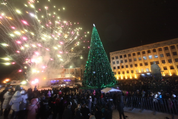 Житомир зажег новогоднюю елку на площади Королева