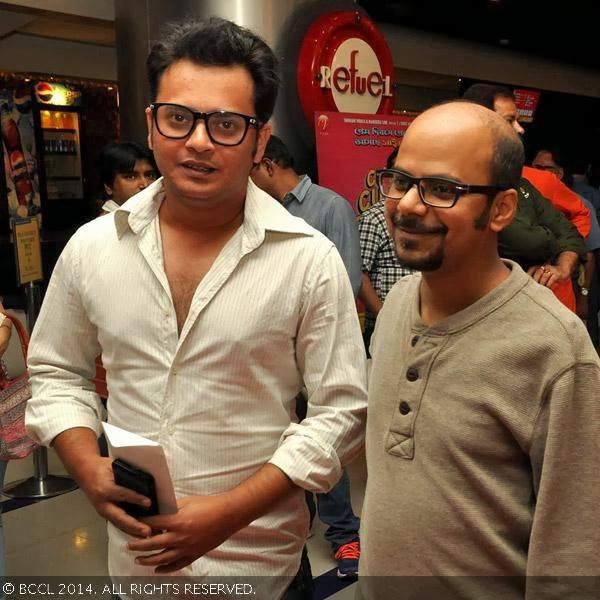 Rahul and Srijato during a Bengali movie Obhishopto Nighty's premiere in Kolkata.