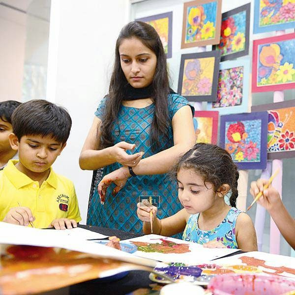 Kids indulge in fun art and craft activities during an event organised by BMW Parsoli Motors and Little Big Joys.