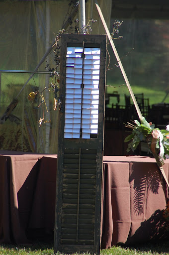 Escort cards on a shutter