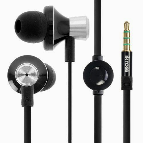  iKross In-Ear 3.5mm Noise-Isolation Stereo Earbuds with Microphone - Metallic Black for Motorola Moto X, Droid Mini/ Maxx/ Ultra