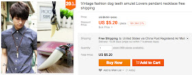 AliExpress.com page selling "Vintage fashion dog teeth amulet Lovers pendant necklace"