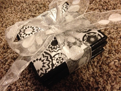 DIY coasters + wine and stuff = cute bridal shower gift