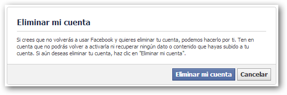 Eliminar cuenta Facebook