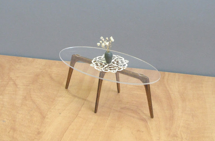 Elliptical Glass Dining Table 1 12 Scale Miniature Furniture Modern Style Design