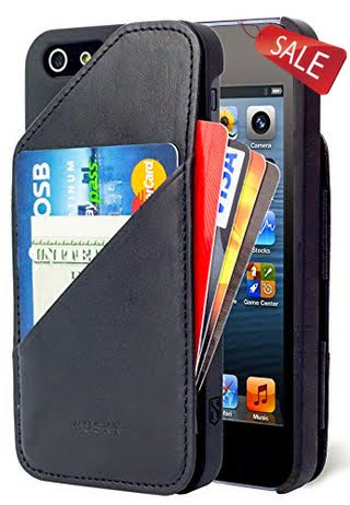 iPhone 5 Wallet Case - Card Case for iPhone 5 by Huskk - High-End Premium Italian Vegetable Tanned Leather - Black