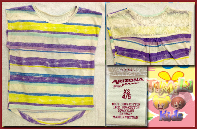 Áo thun bé gái Arizona sọc tím, hàng xuất xịn, made in vietnam.2