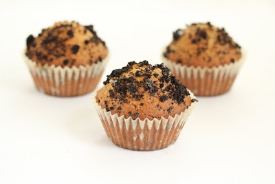 photo of three oreo muffins