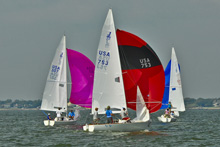 J/22 one-design sailboats- sailing Houston's Galveston Bay