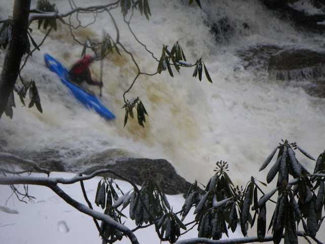 We did go kayaking, eventually. Definitely the coldest day of kayaking I can remember. Geoff Calhoun runs Mood Ring, Red Creek, WV.