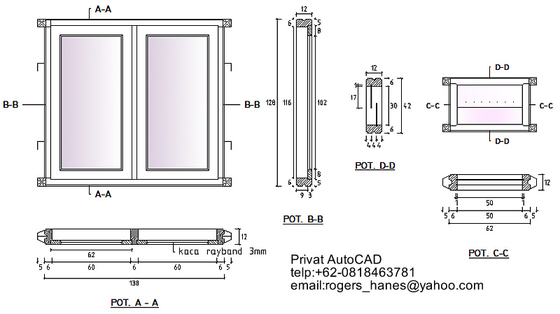 PRIVAT AutoCAD Profesional Gambar  Detail kusen Pintu dan 