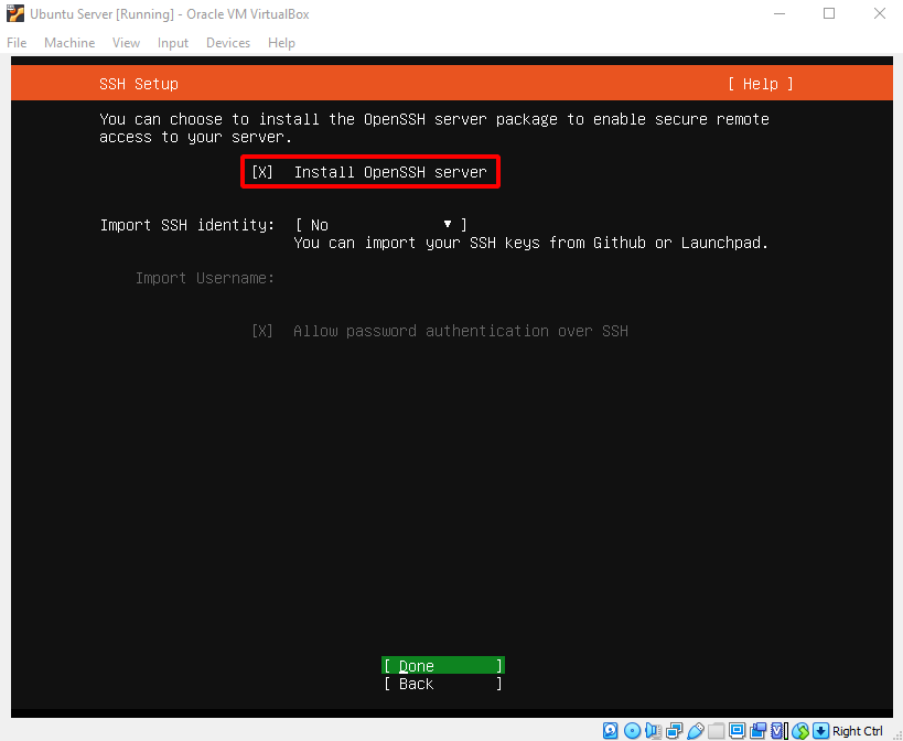 Virtual Hacking Lab - Ubuntu Server installation [Install OpenSSH]. Source: nudesystems.com